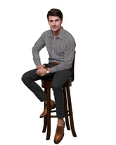 BLACK & BROWN THICK STRIP LINE COTTON SHIRT